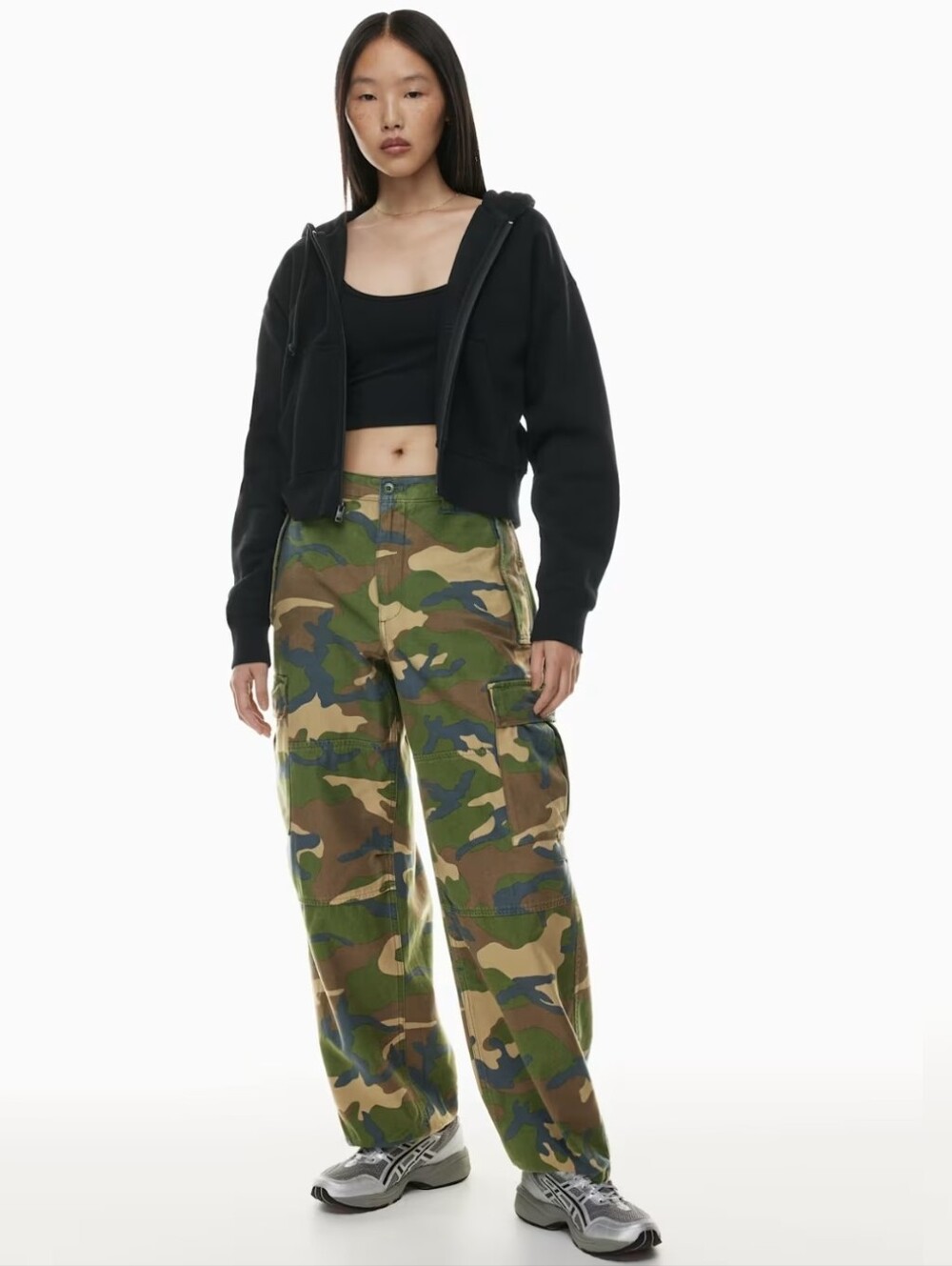TNA 100% Cotton Green & Brown "New Supply" Mid-rise Camo Cargo Pants (Size 4)